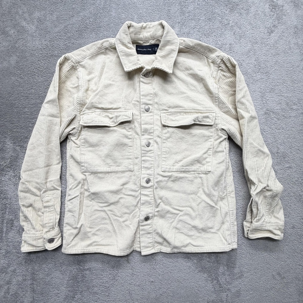 Abercrombie & Fitch Corduroy Jacket Mens XS White Button Front Collared